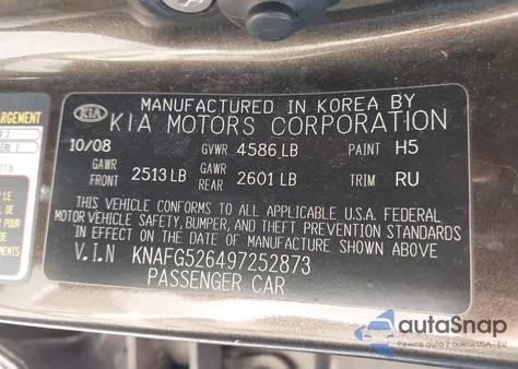 2009 Kia Rondo Lx V6 z USA, uszkodzony, nr VIN KNAFG526497252873